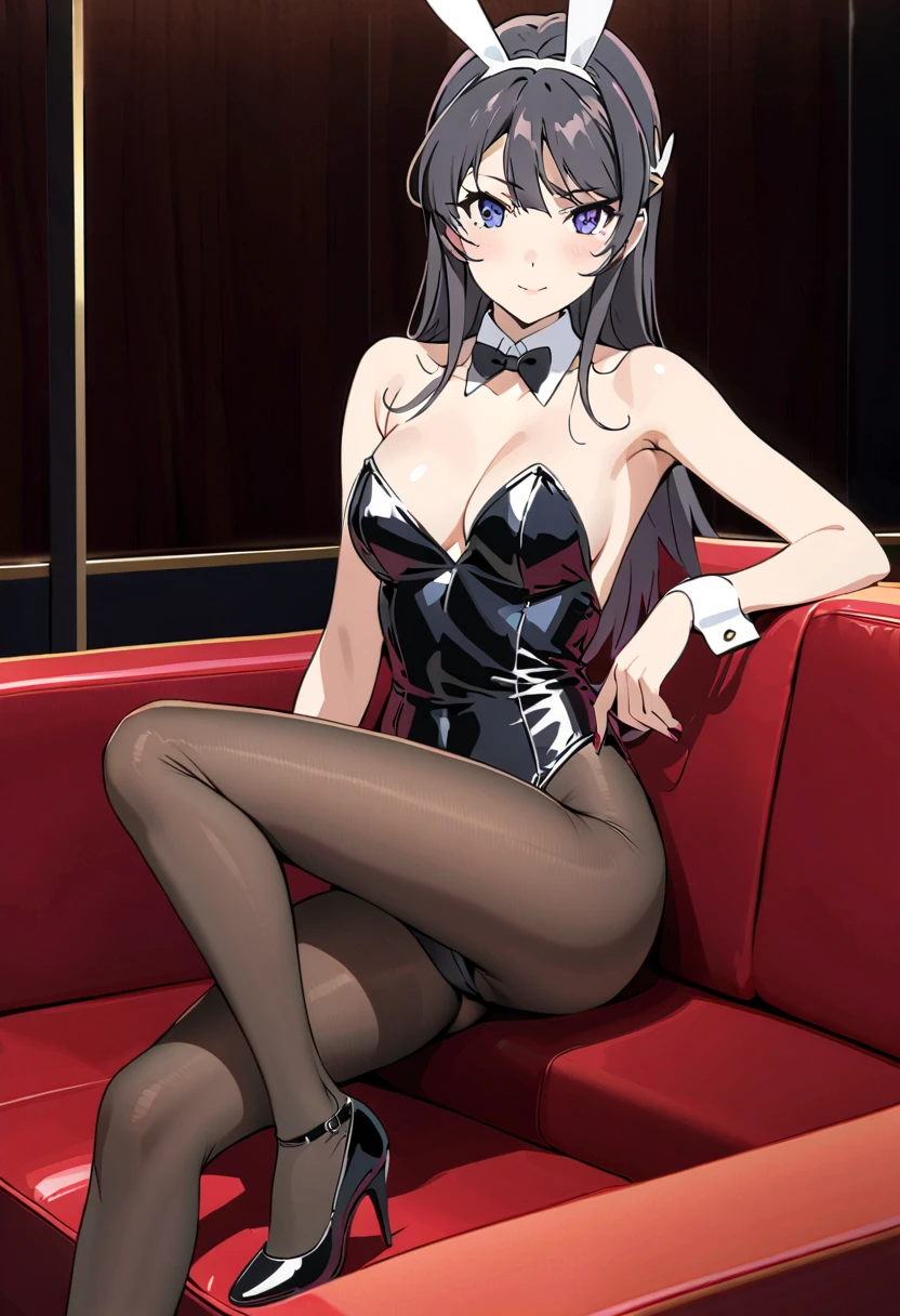 Mai Sakurajima, Playboy Bunny, Black bowtie, Pantyhose, Stiletto heels