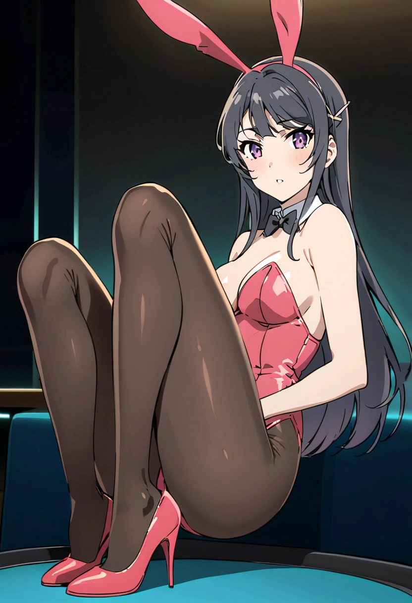 Mai Sakurajima, Playboy Bunny, Black bowtie, Pantyhose, Stiletto heels