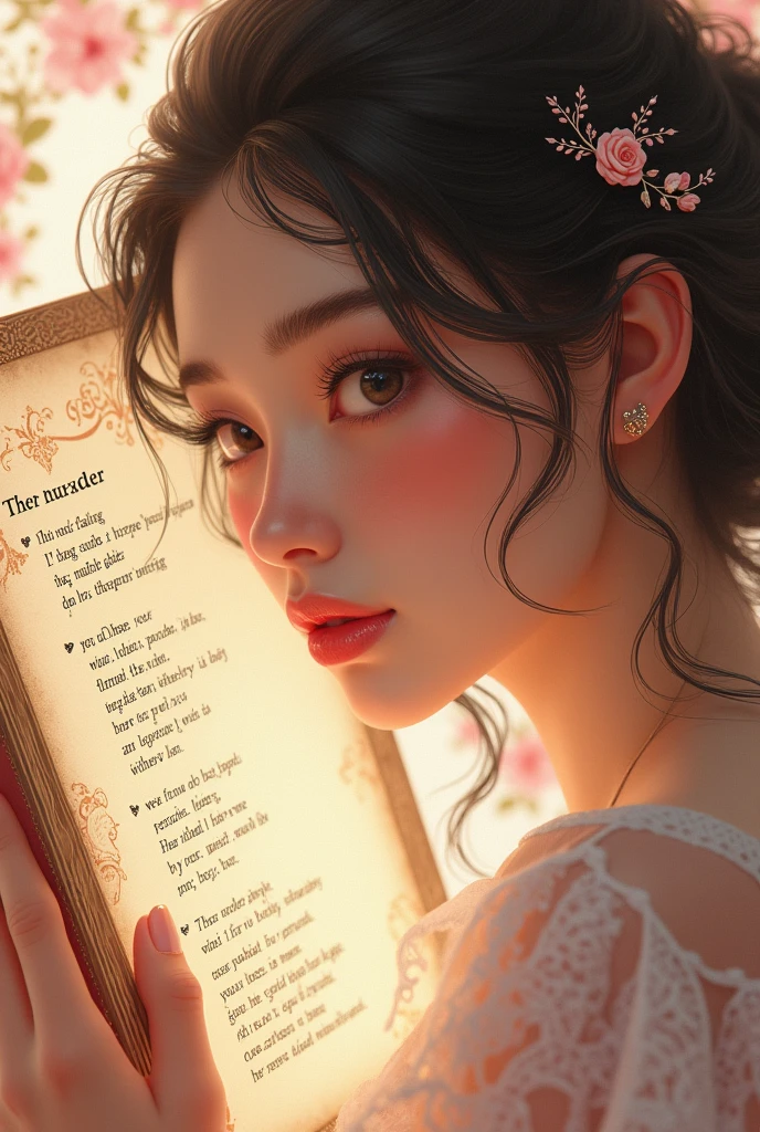 Create an image for a document with some poems to love the girl I like and I would like to be romantic