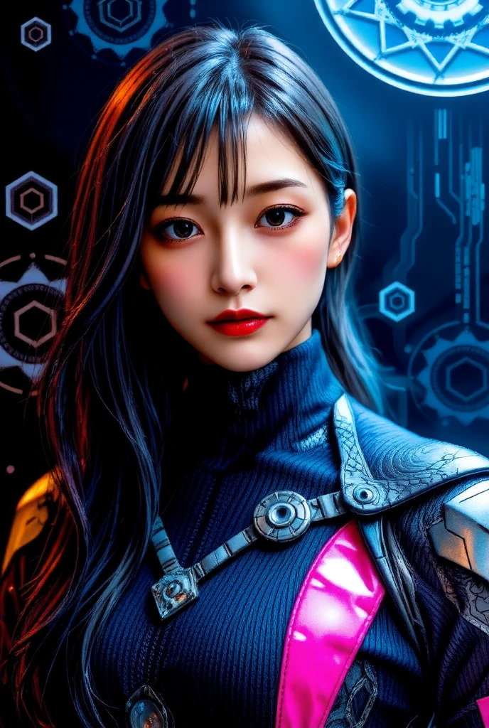 (最  High Quality ,   Details,masterpiece:1.2), from side:1.331,  RAW Photos, Realistic, 超  Details, 8k  wallpaper, Realistic, Japanese female cyborg のエントリーのマインドマップ, Outputs and Processors,   Data and Android multiple exposures :1.331,    Create digital collage-style images with multiple overlapping elements, especially, Japanese female cyborg を構成するパーツ, (masterpiece:1.2,   High Quality な ,Milonish,  An unprecedented cinematic experience  , Realistic:2.0,  RAW Photos:2.0, 非常に   Details), 32K,  wallpaper,   Ultra High Definition  :1.5, Ultra    High Quality :1.5, ( Holograms used to represent the blueprint :2.0), ( Beautiful Women:2.0), Japanese female cyborg :1.331, ( Blueprint of a female cyborg :2.0), ( Mandala-like design  :2.0), (Avant-garde design:2.0), (   Detailsな設計図を描く:1.331), (多数の  Detailsな設定メモ:1.331),  put your hands on your chest :1.21, (  Metal Costume  :1.331),  review, bread :1.21,   Long bangs  ,  symmetrical eyes next to woman , 非常に  Detailsな目,  Beautiful hair swaying in the wind , reflection, masterpiece, 32k UHD resolution,    High Quality ,  Award-winning professional photography  , 