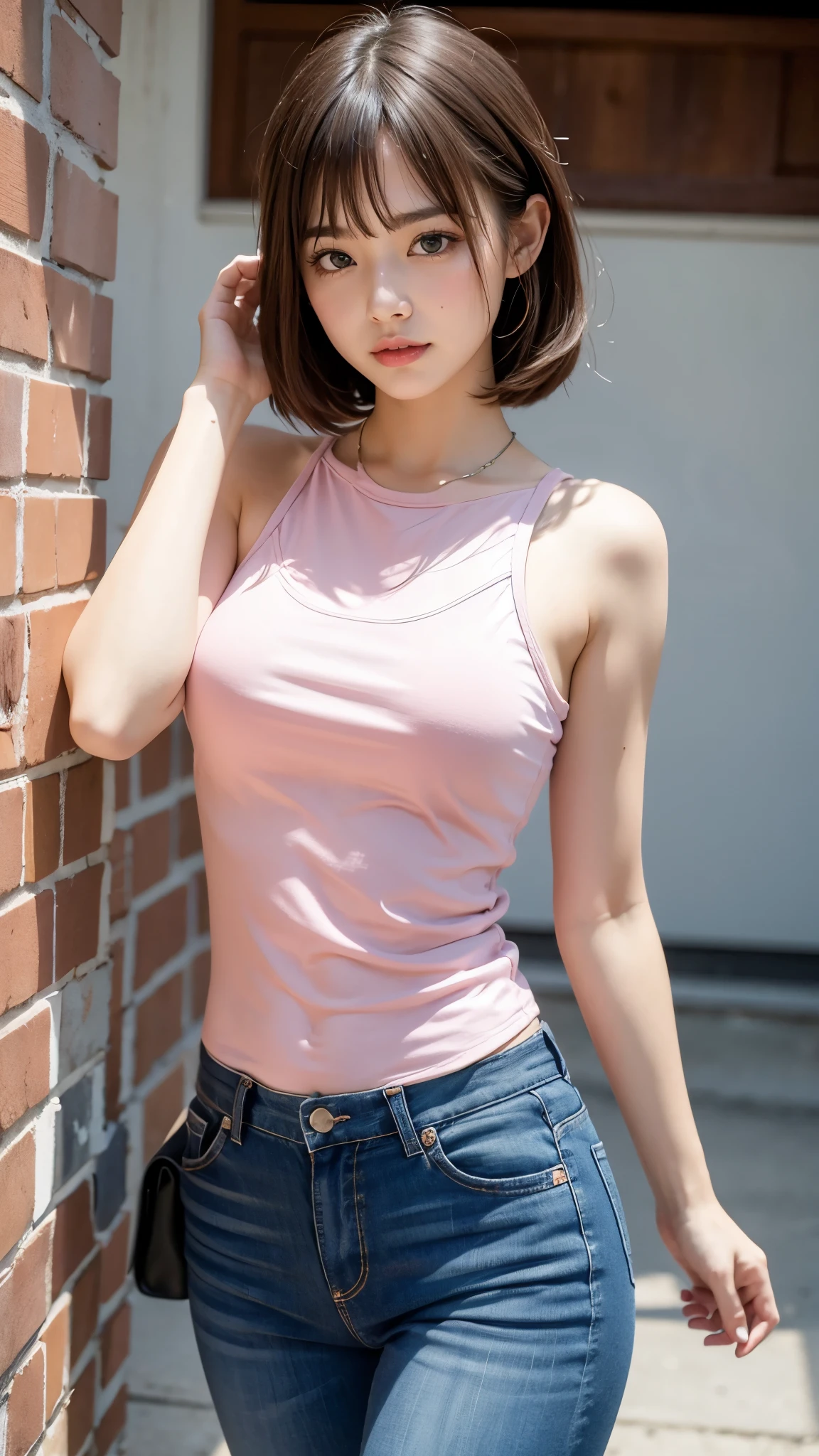(((cute girl in a pink top is playing with her pussy))), Hot Petite, age girl, amateur, self erotic , 18 year old beautiful girl, cute girl, Hot hot hot , petite girl with medium hair, best quality, 8k, RAW Photos, masterpiece, reality, Girl's Bedroom, Small beautiful breasts, slender body line , ((ecstasy emoticon)), ( detailed hands :1.3, Perfectly right move:1.1), ( Detailed Eyes and Faces :1.2, Professional photography), (Detailed legs:1.3, Thin Thighs :1.2, beautiful feet), ( perfect anatomy:1.3), ((Small beautiful butt)), ( view viewer), ( perfect anatomy:1.2)