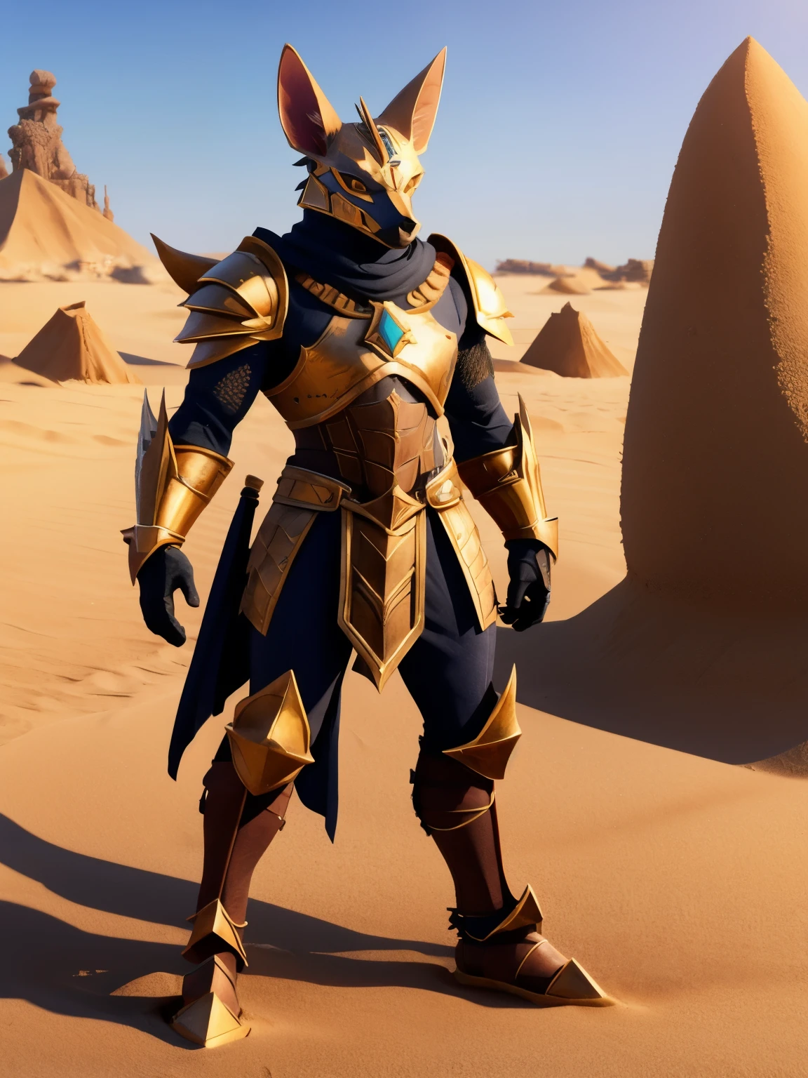 The God of Sand, jackal, anthro, armor, jackal head