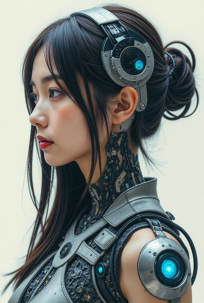 (最  High Quality ,   Details,masterpiece:1.2), from side:1.331,  RAW Photos, Realistic, 超  Details, 8k  wallpaper, Realistic, Japanese female cyborg のエントリーのマインドマップ, Outputs and Processors,   Data and Android multiple exposures :1.331,    Create digital collage-style images with multiple overlapping elements, especially, Japanese female cyborg を構成するパーツ, (masterpiece:1.2,   High Quality な ,Milonish,  An unprecedented cinematic experience  , Realistic:2.0,  RAW Photos:2.0, 非常に   Details), 32K,  wallpaper,   Ultra High Definition  :1.5, Ultra    High Quality :1.5, ( Holograms used to represent the blueprint :2.0), ( Beautiful Women:2.0), Japanese female cyborg :1.331, ( Blueprint of a female cyborg :2.0), ( Mandala-like design  :2.0), (Avant-garde design:2.0), (   Detailsな設計図を描く:1.331), (多数の  Detailsな設定メモ:1.331),  put your hands on your chest :1.21, (  Metal Costume  :1.331),  review, bread :1.21,   Long bangs  ,  symmetrical eyes next to woman , 非常に  Detailsな目,  Beautiful hair swaying in the wind , reflection, masterpiece, 32k UHD resolution,    High Quality ,  Award-winning professional photography  , 