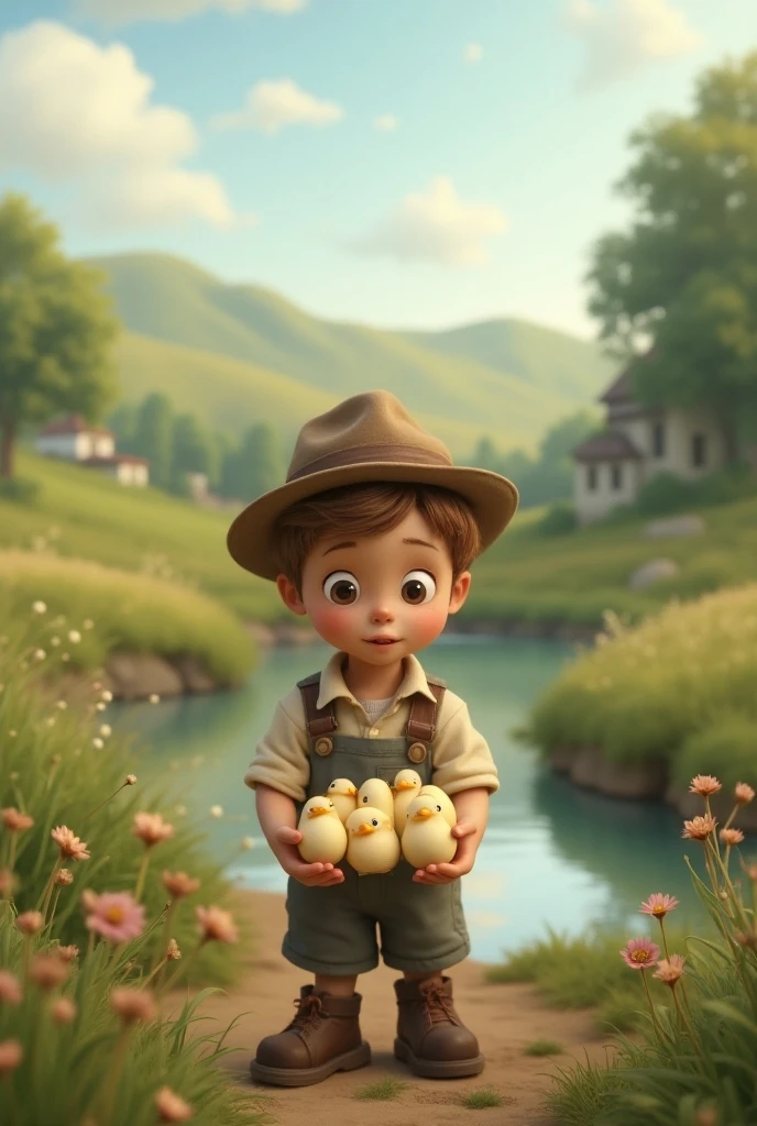 Create a Disney-style drawing of Enoch, a character with a heartwarming smile, bright and curious eyes, wearing traditional attire that reflects his unique personality and culture. The background should be a whimsical, enchanted forest with vibrant colors and friendly woodland creatures. Ensure the artwork captures the essence of Enoch's adventurous spirit and the magic of his world."