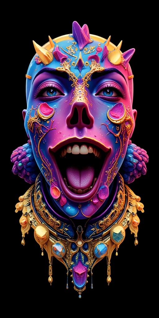 
psychadelic, vector image, t-shirt design, isolated, black background, futuristic 3D illustration