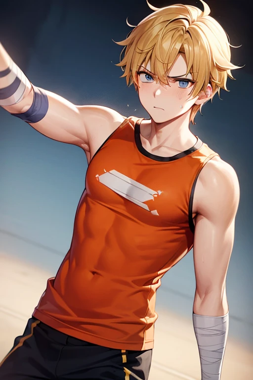 Anime boy with a towel on his head to drink, author:Shitao, makoto kano, from yowamushi pedal, kaworu nagisa, Muscular!!, author:New Art, Pisif Contest Champion, at pixiv, orange - haired anime boy, anime girls drink Energy drink, 8K!, Pisif, Eren Yeager
