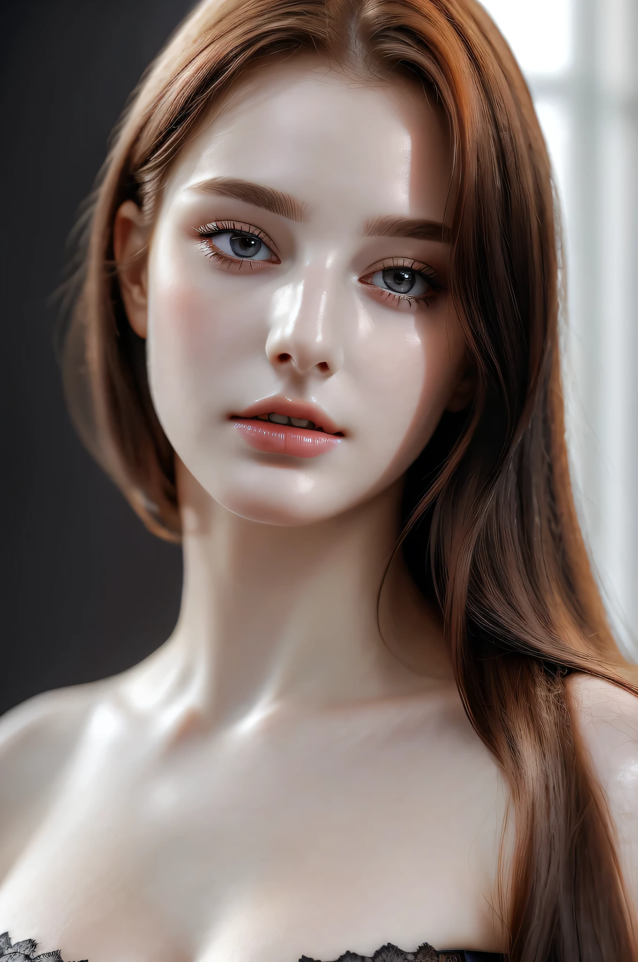 ((Completely naked)) nude、highest quality, figure, (Professional lighting from the front)super detailed, (simple dark background)finely, High resolution, 8k wallpaper, Perfect dynamic composition figure, beautiful and fine eyes, ((slender body))natural lip, ((slim chest)), whole body, (natural pubic hair) random sexy pose