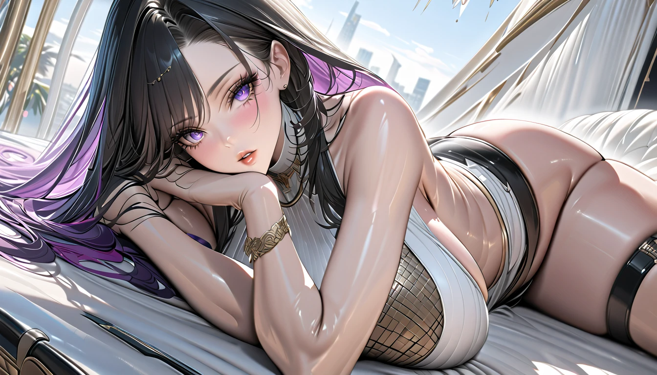 beautiful detailed eyes, beautiful detailed lips, extremely detailed face, extremely detailed skin, huge breasts, modern outfits, ultra-detailed, (best quality,8k,highres,masterpiece:1.2), Thigh strap, Head tilt, perfect body, hand between legs, leg together, cute,nhóm 5 cô gái chụp ảnh,honkai: star rail, 