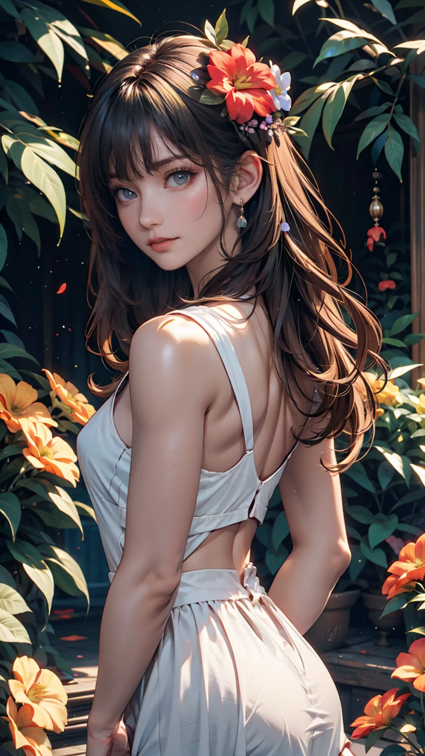 kurohime yuhi, (masterpiece:1.2), (Best quality at best:1.2), perfect eyes, s the perfect face, 1 Girl, Alone, Straight hair,full body view, hi-res, 8K, Best Quality, large breast,beautiful girl,Beautiful face、dark brown haired、small brown eyes、Long Hair、18 years old,sexy pose,wedding dress,lawn,breast half exposed