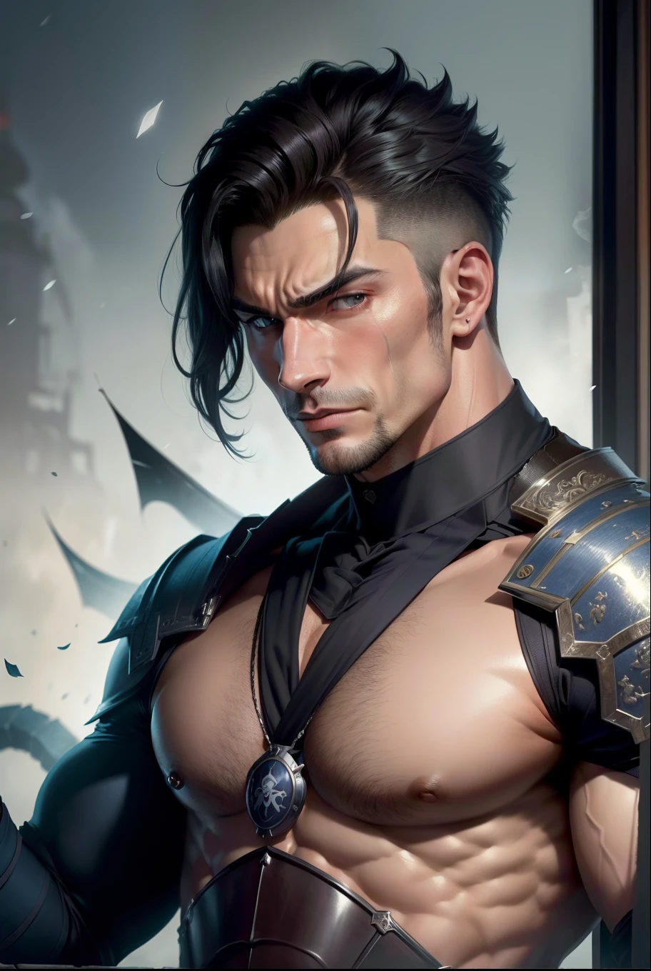 A handsome, pale-skinned duke with crystal blue eyes, black hair, around 35 years old, tall, peach-colored lips, with a blank stare, man seeking revenge --auto --s2