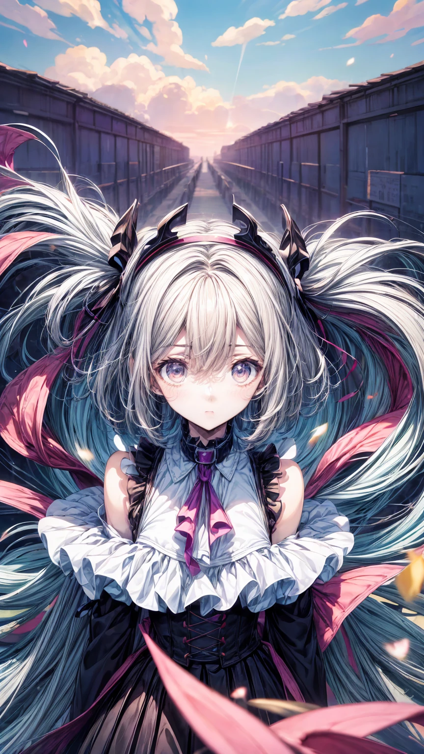  score_9,  score_8_up,  score_7_up, sauce_Anime,Chibi,  best quality,  Official Art, masterpiece,  best quality, pastel, Low fidelity (praise)  art style  , pastel pink and purple tones, crystallization,Anime style,  1 girl,upper body,Ground View, Beautiful white skin ,black girl ,Dark Gothic
