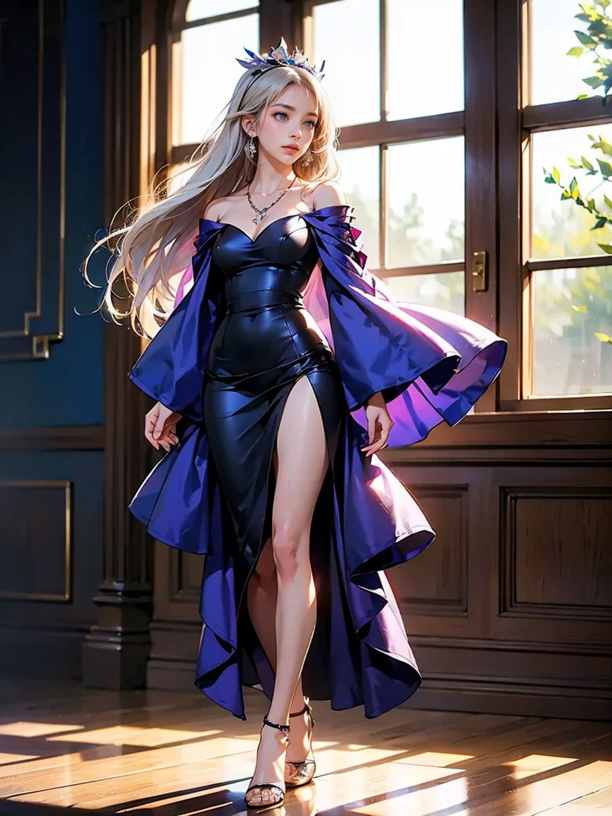 Blonde woman in black dress poses in front of a painting, trending on cgstation, digital art of an elegant, Anime girl wearing black dress, Fine details. Girl Front, Guviz-style artwork, beautiful and seductive anime woman, from girls frontline, Guviz, 2b, 2 b, Detailed digital anime art, elegant cinematic pose