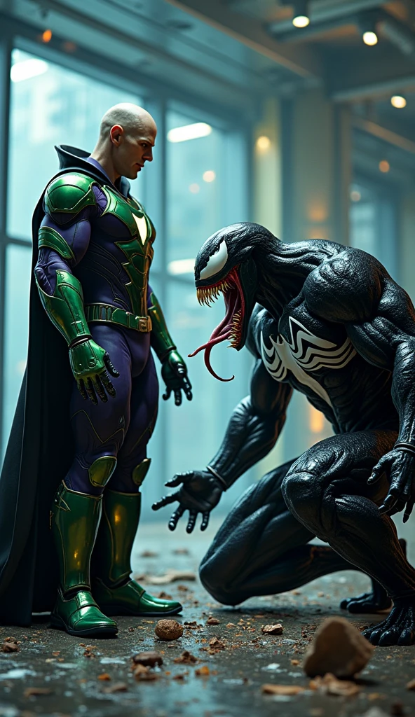 Create a realistic image of a fight between Doctor Doom and Spider-Man with the black symbiote path