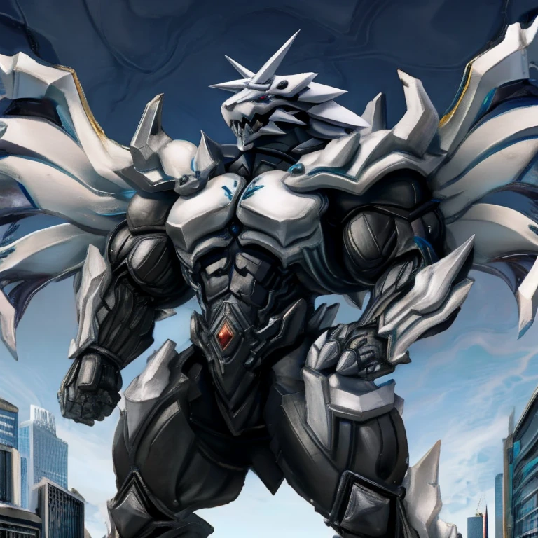 (masterpiece. official art. 8k. best quality. detailed full body. full body.)

(situation 1 : dominating Platinum_Dragon_Lord_Armor. Platinum_Dragon_Lord_Armor is over 1000 meters long. focus GIANT mechanical Muscular Platinum_Dragon_Lord_Armor is trampling the city. Looking down. macro. stomp. Low-angle perspective. emphasizing the immense size.)

(situation 2 :smoke and flames rising from the destruction in the city)

(Additional details 1: wearing a full-face helmet. high-tech bio-mecha armor. real texture material. whole body shines like metal. Wearing cyberpunk mecha. emphasizes the muscles. suit fully made of metal. intricate armor. Robotic suit. suit fully made of metal. cyborg. Powered exoskeleton with the same design as Platinum_Dragon_Lord_Armor).

(Additional details 2: (Detailed head. Detailed Body. Detailed abs. gigantic muscles. HYPER MUSCLES. Gigachad Muscular. big muscle. pecs. triceps. traps. unusually developed muscular body. body full of huge muscles. showing off muscles. pectorales enormes. Exaggeratedly huge muscles. huge muscles. long legs.).

(Additional details 3: Spread wings. It has wings. have big wings. The claws are sharp. Sharp teeth. 5 toes.).

(Additional details 4: SILVER color hyper penis. hyper SILVER penis. big penis)