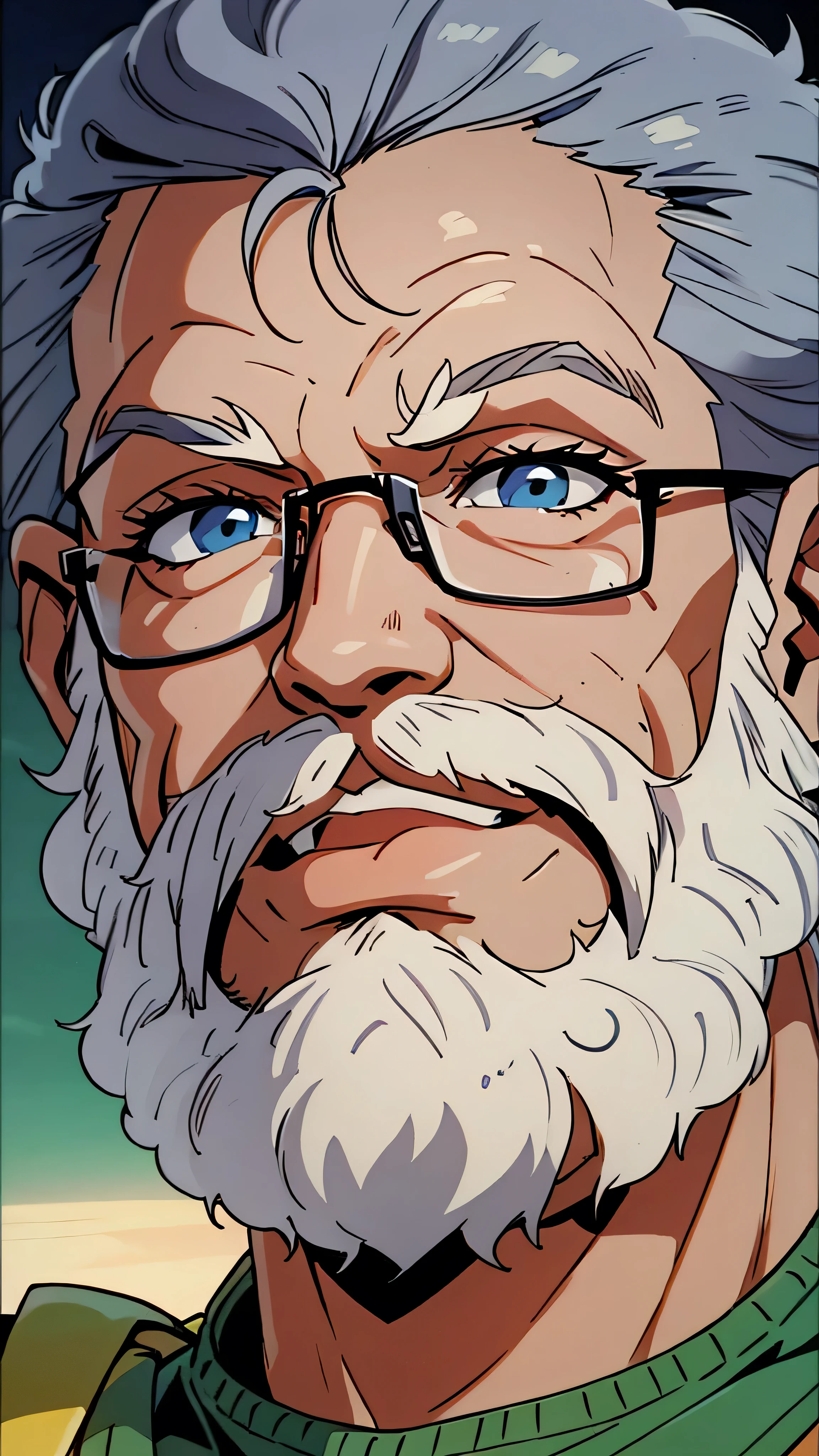 there is a man with glasses and a beard smiling for the camera, taken in the early 2020s, bald head and white beard, overalls and a white beard, photo of a 50-year-old white man, profile picture, short white beard, michael wellen, robb cobb, paul heaston, ron cobb((X-men TaS Style)), retro artstyle,90s comic book style,Marvel Comics,X-men the Animated Series