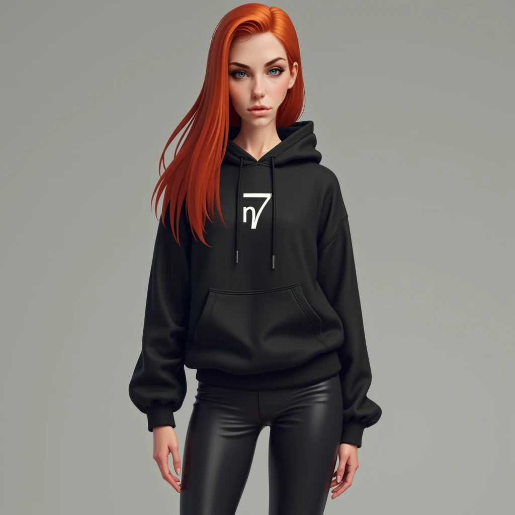 (Naked:1.2), Photo of a chic young woman from a high angle in the style of Stefan Kostic, realistic skin texture, Looking Up,black sweatshirt, 1 / 2 Exterior Finishes, 8 5mm Artistic Lens, F 1. 2, sharp-focus, 8K High definition, insanely detailed, Intricate, elegant, Drawn by Stanley Lau and artgerm, Black Widow, straight red hair.