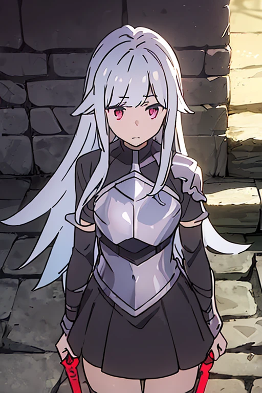 ((Is it wrong to try to date someone in a dungeon? · feminization · berclanelle · gender · long hair · skirt · glowing dagger · white hair · girl · in battle · monster · breastplate · 1girls · solo)))