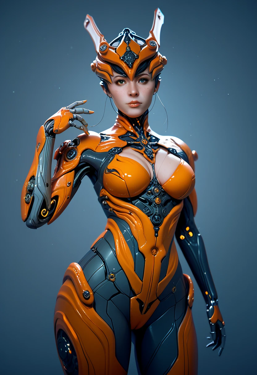 score_9, score_8_up, score_7_up, Wear mechanical clothing, Wonders of the machine, cyber, Cybernetic Guardian, Futuristic Armor, whole body, Front pose, Symmetric, Complex (Steel Metal [rust]), joint, Warframe style, cyborg, Female body and armor, 