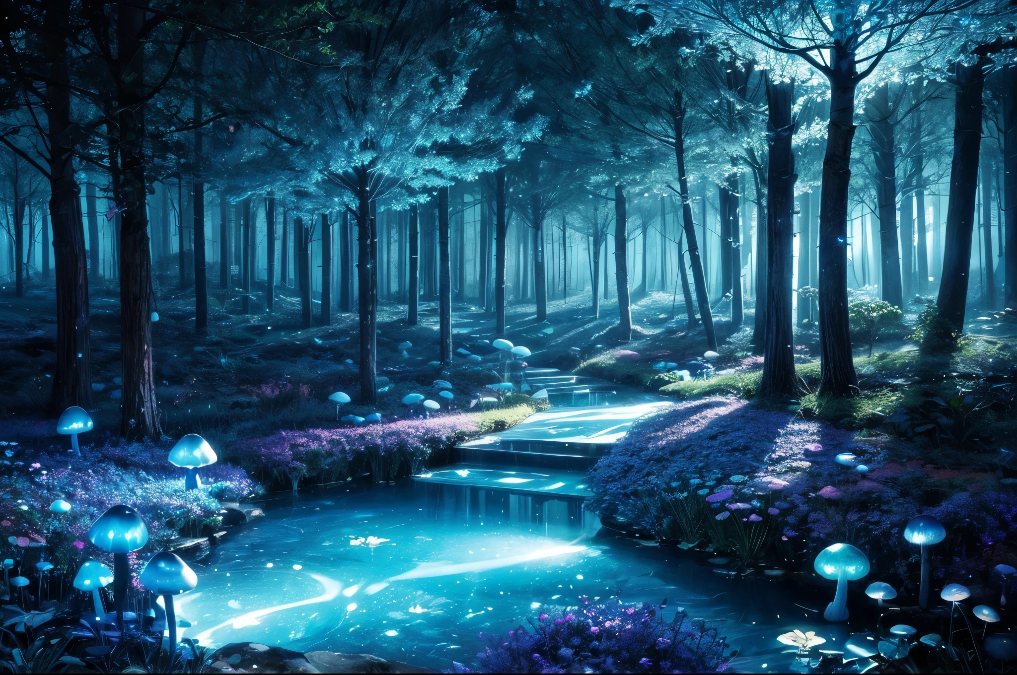 (Best quality,A high resolution),Transparent blue glowing mushroom,3 Rendering,Crystal clear details,vibrant with colors,gentlesoftlighting,Fantastical,Fairytale,obsessed,Whimsical,magical,mistic,Ethereal,Otherworldly,wonderland,glowing spores,an enchanted forest,enchantedgarden,nighttime scene,Fantastical Atmosphere,natural,a plant,Bio-luminescence,Soft glow,luminance,mushroom,semi transparent,illuminated,Exquisite,like a dream,illusion,illuminated,Ethereal tendrils,floating,crooked stem,Soft edges,glow gently,Sparkling particles of light,mistic,mysterious glow,like a dream,tranquil ambiance,Lush vegetation,light wind,peaceful,dispassionate,Magical atmosphere,blueglow,Phosphorescent,stillness,Luminescent fungi,Majestic,Colorful,blue tint,Delicate and beautiful,big breasts enchanting.