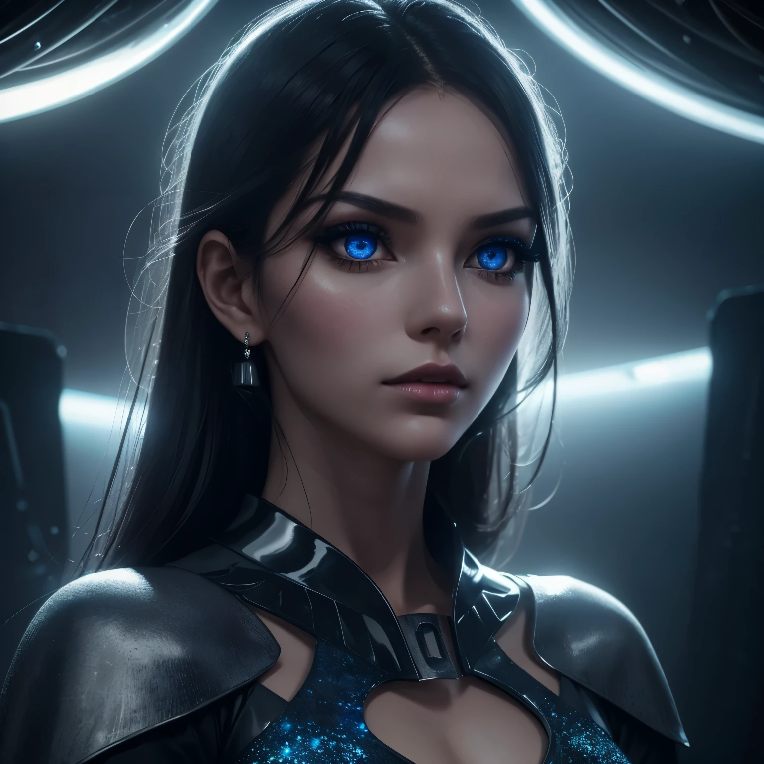 a double-faced girl, double stage, isotope, beautiful detailed eyes, beautiful detailed lips, extremely detailed eyes and face, long eyelashes, elegant dress, mysterious atmosphere, surreal sci-fi landscape, vibrant colors, cinematic lighting, photorealistic, 8k, best quality, high resolution, masterpiece