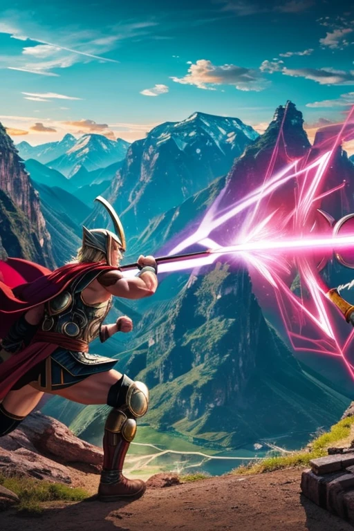 Thor vs LBù from Shuumatsu no Valkyrie fighting in the mountains of China