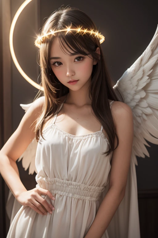 Front view of a naked beautiful angel:1.5 (NFSW)、(High resolution:1.5)、Highest quality,Very detailed,masterpiece,Super detailed,1woman、1man,( girl angel),,Angel is a beautiful girl、(Angel crown on head、White feathers on the back)、Seraphim, ((Angel is naked and has big breasts:1.5)), smile、(The breasts are very large)、((Sex with a man lying on her back on a big bed))、Sex with a man on an outdoor bed、Midsummer Sunshine、Feeling facial expression、Beautiful Eyes、、(((straight-on: 1.5))) 、(((frontview)))、Pinching your with your arms、She is lying on her back、(((Sex in missionary position:1.5)))