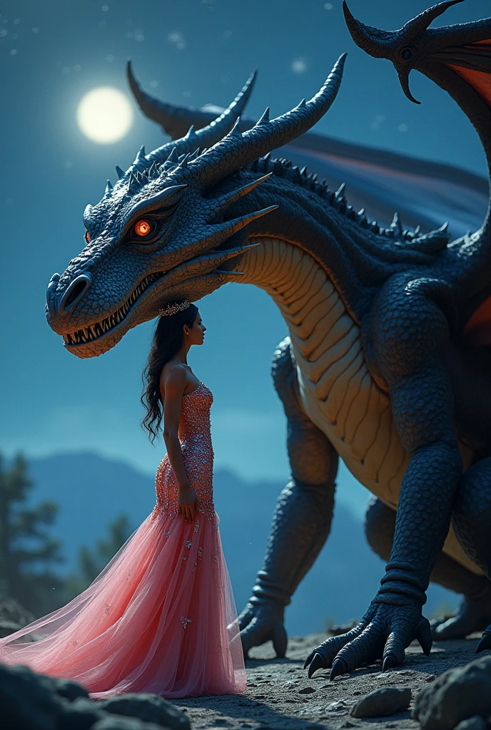 Generate an aerial angle birds eye view image of a  beautiful humanoid dragon girl , face of beautiful  human detailed scale photo realistic with menacing wings, color red and silver unreal engine standing , getting out from the swamp with floating algae , dynamic pose with a background full of large vines dramatic angle view high coloration 4k resolution but