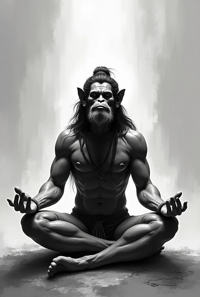 A picture of hanumanji in red background in sitting position wallpaper design
