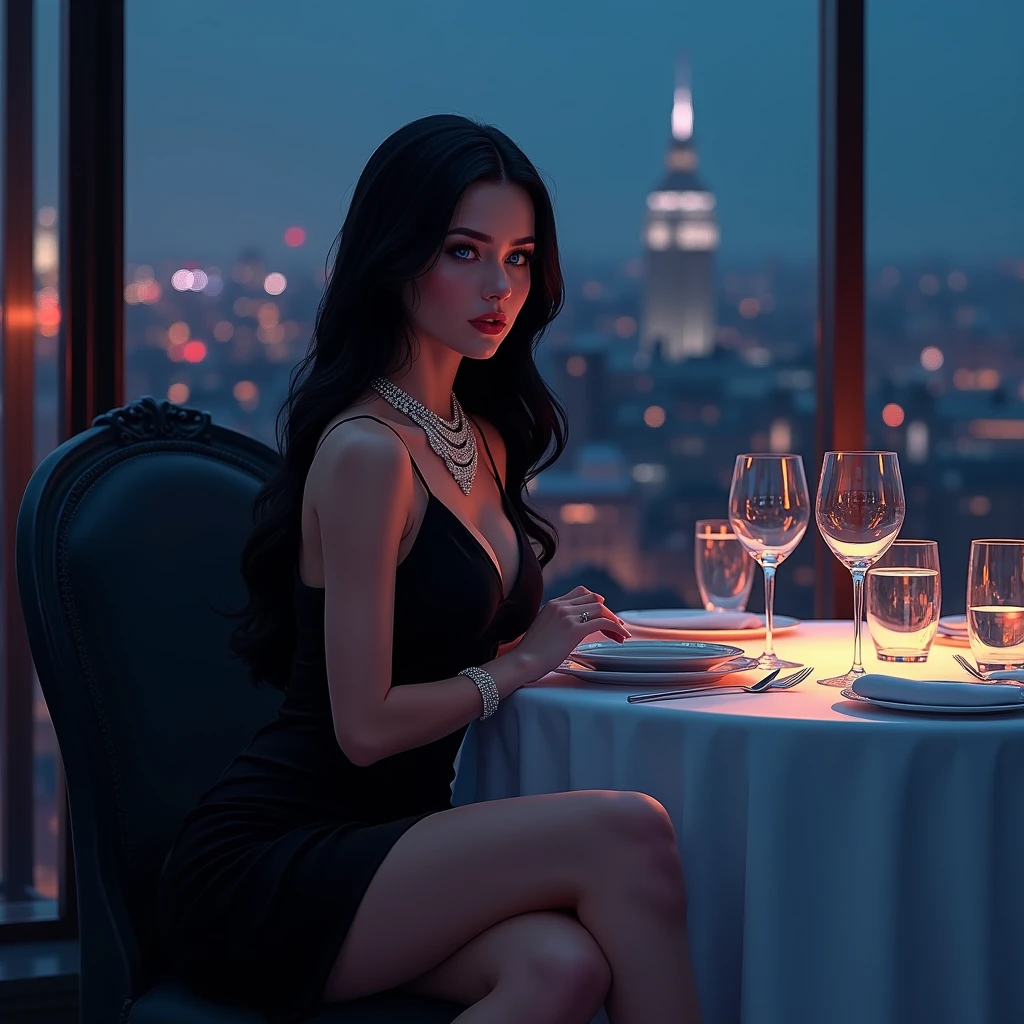 Create a professional photo of a Persian cat lying on a chair next to its owner eating a delicious Fondue Savoyarde at le bar in paris france under the moonlight. If there are people visible in the image, blur the