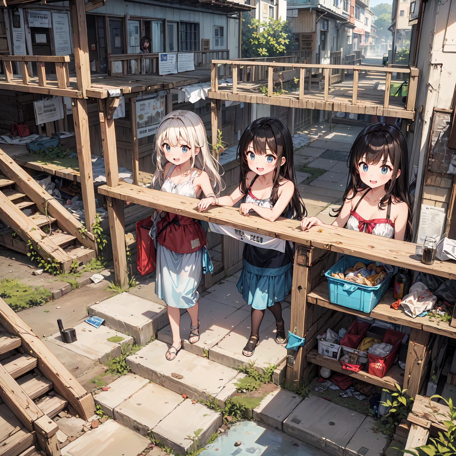 
(masterpiece、 best quality)、((3 girls、Girl in summer clothes 、 detailed face ))、smile、Have fun exploring as a group、Figure-centered composition、(Poor conditions)、( housing complex、An abandoned hot spring town 、Dark and unsanitary、Bulky garbage、Battleship Island:1.2、Stairs to the basement、 Underground Shopping Mall)、 perfect anatomy