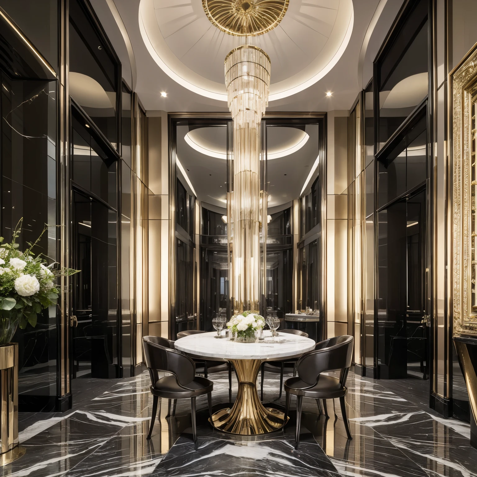 MARBLE TOWERS, "Art Deco style . geometric shapes, bold colors, luxurious, elegant, decorative, symmetrical, ornate, detailed"