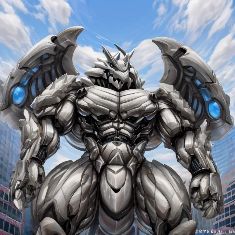 (masterpiece. official art. 8k. best quality. detailed full body. full body.)

(situation 1 : dominating Platinum_Dragon_Lord_Armor. Platinum_Dragon_Lord_Armor is over 1000 meters long. focus GIANT mechanical Muscular Platinum_Dragon_Lord_Armor is trampling the city. Looking down. macro. stomp. Low-angle perspective. emphasizing the immense size.)

(situation 2 :smoke and flames rising from the destruction in the city)

(Additional details 1: wearing a full-face helmet. high-tech bio-mecha armor. real texture material. whole body shines like metal. Wearing cyberpunk mecha. emphasizes the muscles. suit fully made of metal. intricate armor. Robotic suit. suit fully made of metal. cyborg. Powered exoskeleton with the same design as Platinum_Dragon_Lord_Armor).

(Additional details 2: (Detailed head. Detailed Body. Detailed abs. gigantic muscles. HYPER MUSCLES. Gigachad Muscular. big muscle. pecs. triceps. traps. unusually developed muscular body. body full of huge muscles. showing off muscles. pectorales enormes. Exaggeratedly huge muscles. huge muscles. long legs.).

(Additional details 3: Spread wings. It has wings. have big wings. The claws are sharp. Sharp teeth. 5 toes.).

(Additional details 4: SILVER color hyper penis. hyper SILVER penis. big penis)