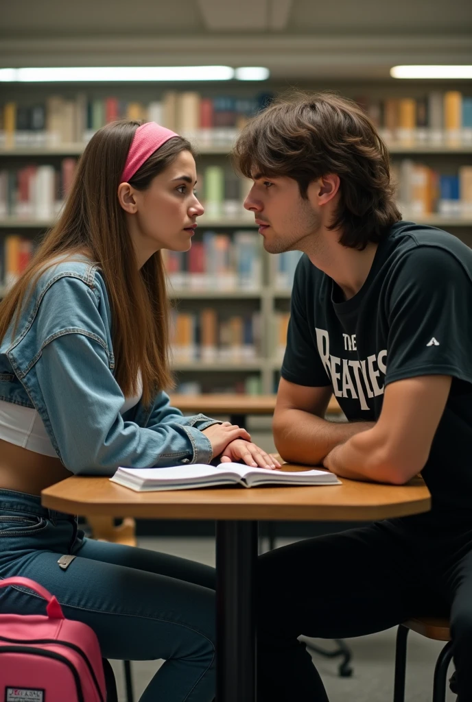Generate an image of a young man kissing a young woman in a high school hallway