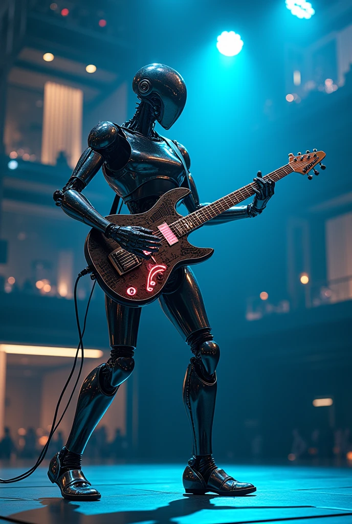 alien rock band in detail at a show in space