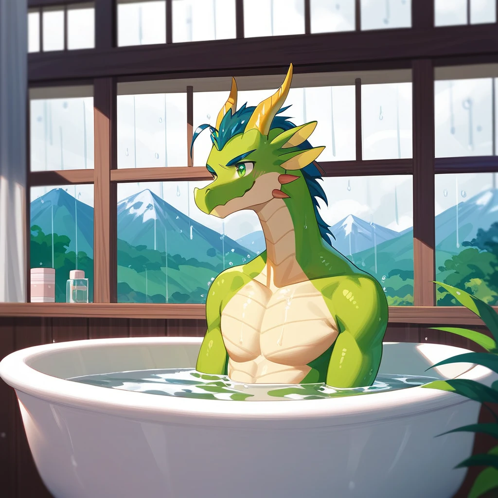 (kemono, bara), solo, anthro male, crocodile: 1.5, scaly, scalie, sitting, posing, (large penis: 1.5), (erection: 1.3), lots of cum, excessive cum, (large cum-shot), claws, teeth, large ejaculation, (excessive cum everywhere),(lots of cum on body), (necklace), cum on penis, (lots of cum on chest), (cum on face), sweat drops, very huge muscles, very large muscles, (lying in bathtub: 1.5), (looking at camera: 1.5), (lots of cum on legs:1.5), (bathtub: 1.5), veiny skin masterpiece, detailed eyes, high quality, absurd res, digital painting \(artwork\), by (by Pino Daeni, (by ruaidri), yupa, kiyosan), (starbuck), detailed background, photorealistic, (<3:1.4), e621, nsfw, (dark shadows, wide dynamic range, hdr, low light)