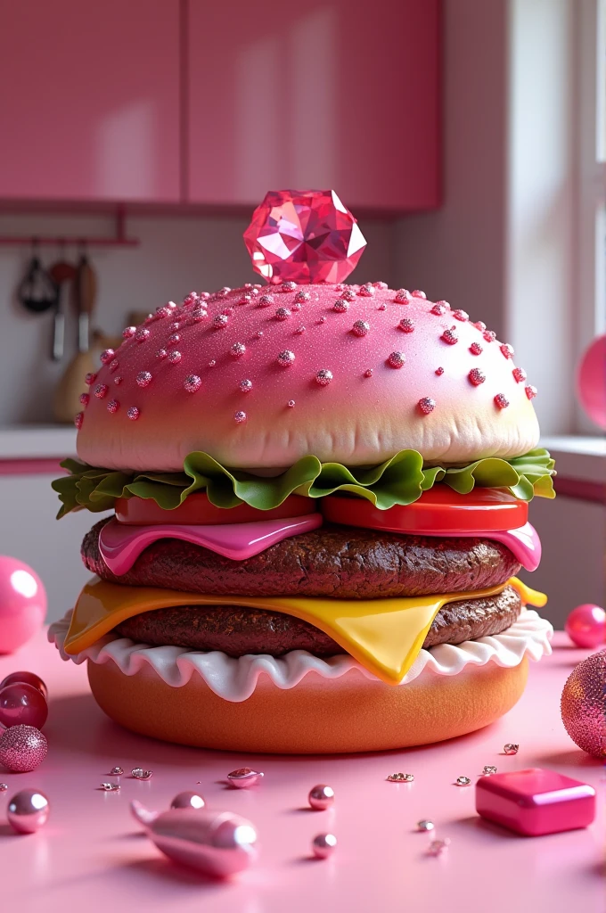 Create an image of a Barbie burger