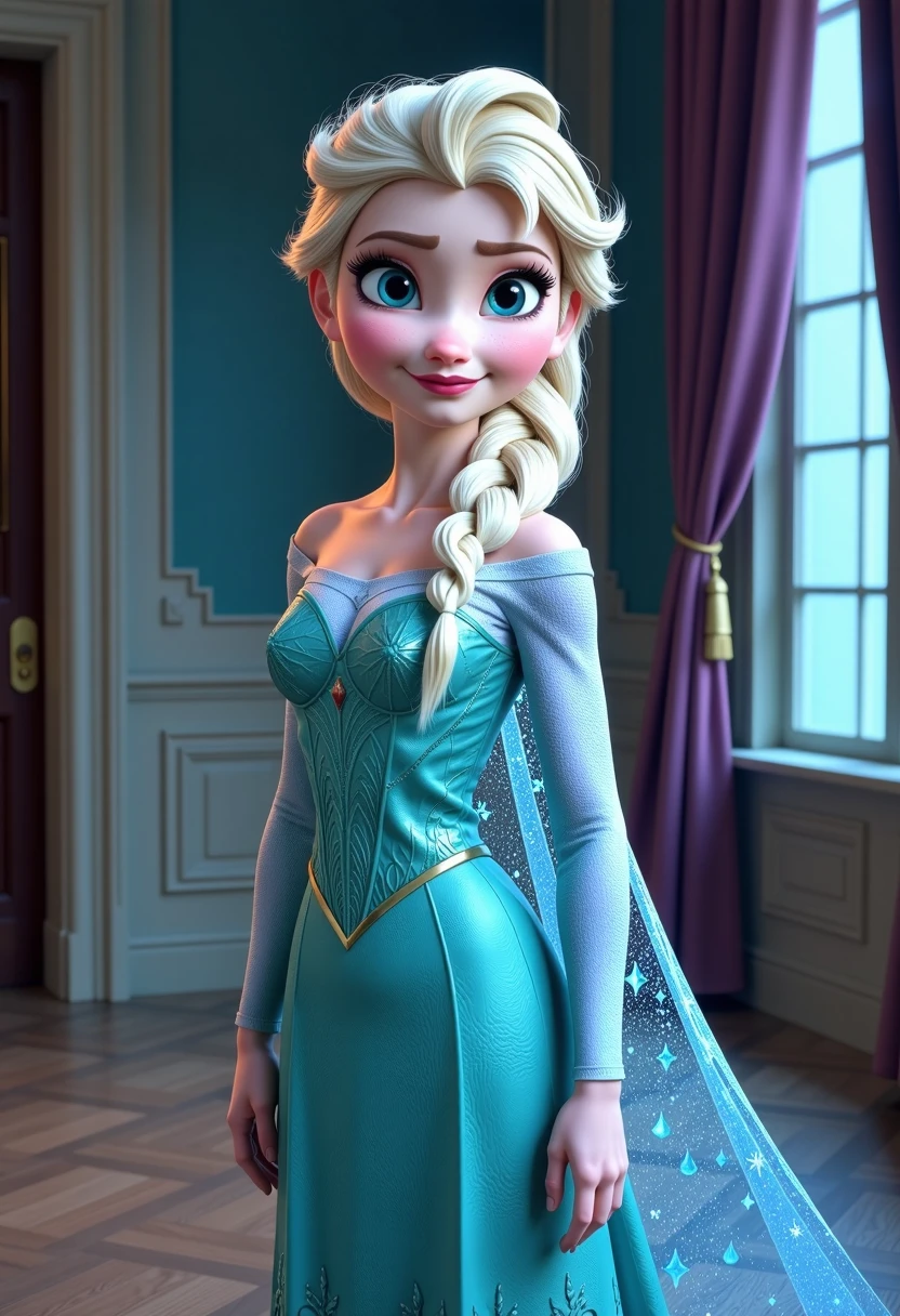 Elsa frozen, original disney animation style, 8k, ultra high definition, (totally nude, no clothes, tits and vagina visible)