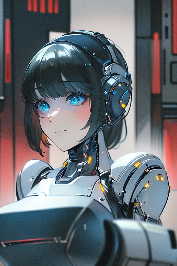 (masterpiece),(Highest quality),(Super detailed),(Best illustrations),(Best Shadow),(Absurd),(Detailed Background),(so beautiful), 16K, 8K, 4K,(Best Shadow),robotization,woman ,big bust,Robot Joint ,Metal skin,Black robot Suit,long hair,a black robot suit that covers the whole body,robot hand,cyber bodysuit,mecha head,(Detailed hands and fingers:1.2),Ball joint robot body,doll joint,beautiful face,beautiful robot girl,robotic eye,robotic hands,(no more human skin),android girl,cyborg girl,F cup, sexy body,(machine made joints:1.2),(machanical limbs:1.1),(blood vessels connected to tubes),(mechanical vertebra attaching to back),(mechanical cervial attaching to neck),no messy picture style,no emotion,tech control,black robot suit,maintenance,smile,robot nurse,nurse