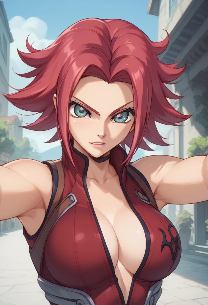 Kallen big boobs,  short red hair