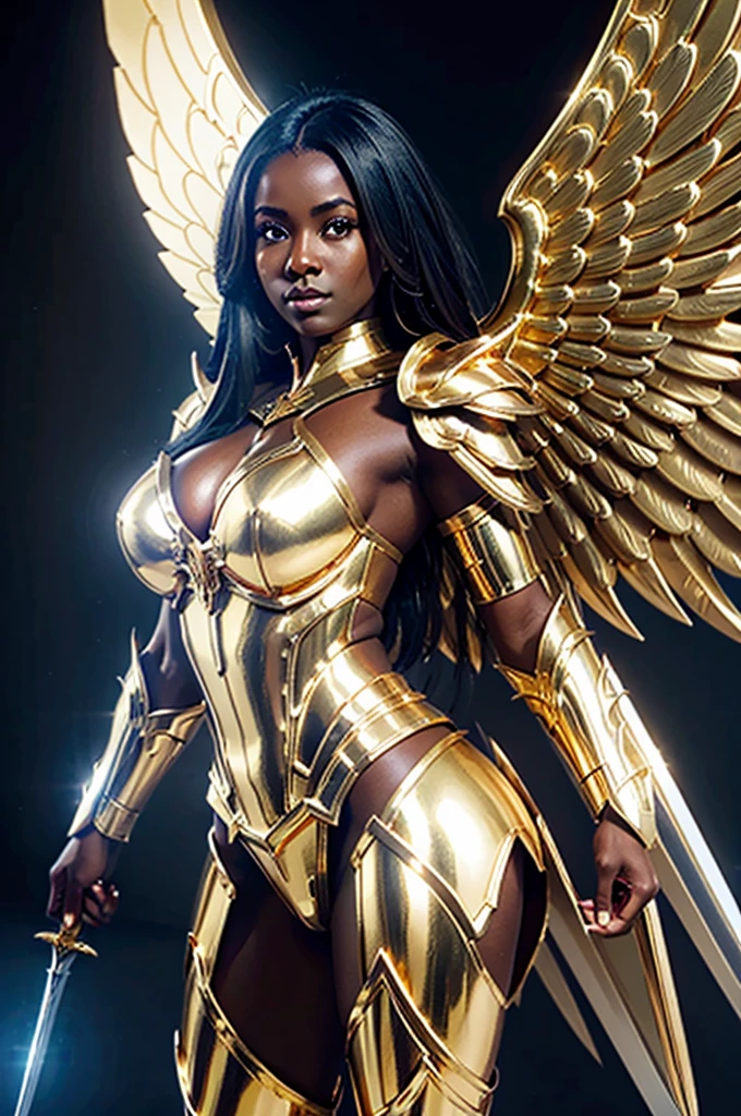 A young 15- yr old native Australian girl with lovely charminvg face,( dark skin texture masterpiece), (perfect full body detailed anatomy),(large breast with hard erect nipples)(Super accessories detailed), (meditating ), (perfect detailed glowing bright eyes),(ear short braided wavy illuminating hair),(exposed pussy line), (Wearing transparent costume of an angel,holding a treasure septer & shield, illuminating different lights covers the sorrounding atmosphere Has beautiful large white wings, The character solemnly praying