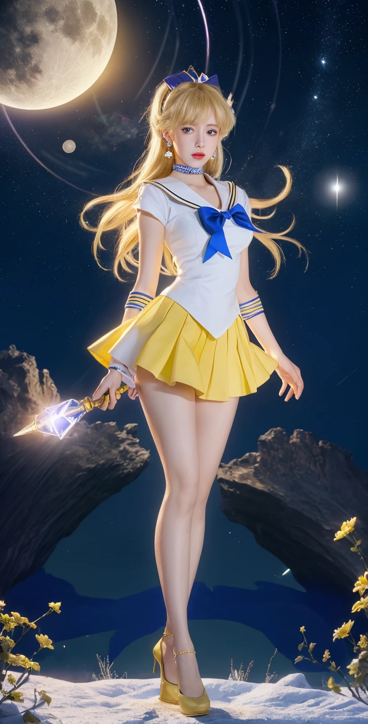 Super beautiful glowing big eyes、((tmasterpiece)), ((top-quality)), (ultra - detailed), ((The is very detailed)), 4K, (8K), Sailor Moon, long Brond Hair, Sailor Moon's aesthetics, Dream Core, Aesthetics of pleasure、A slight smil