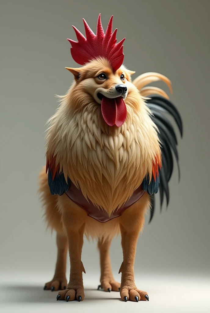 combine Rooster and a Dog, i want to look like photorealistic