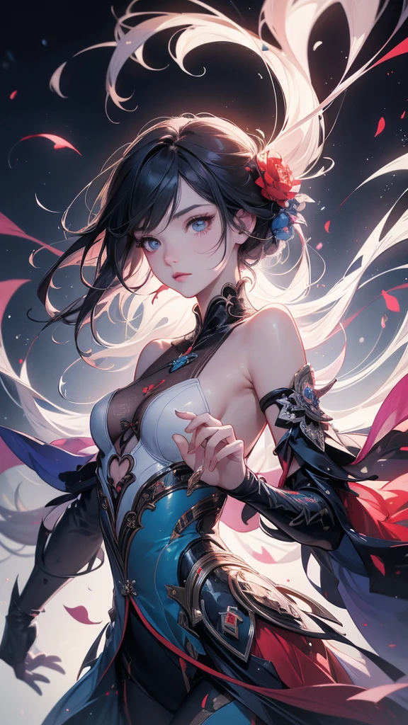 official art, unity 8k wallpaper, ultra detailed, beautiful and aesthetic, masterpiece, best quality, chinese style, (zentangle, mandala, tangle, entangle), ecstasy of flower, 1girl, extremely detailed, dynamic angle, cowboyshot, the most beautiful form of chaos, elegant, a brutalist designed, vivid colours, romanticism, by james jean, roby dwi antono, ross tran, francis bacon, michal mraz, adrian ghenie, petra cortright, gerhard richter, takato yamamoto, ashley wood, atmospheric