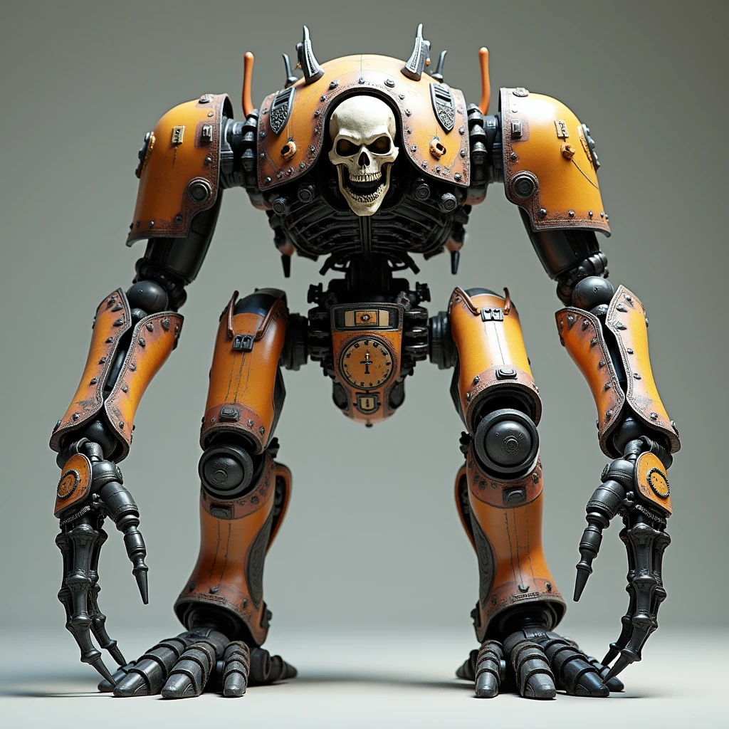 3D rendering, a toy, full body shot, steam punk, giant biological mecha, samurai, skeleton face, giant skeleton,evil and horrible style, monster like devil, Hi-res, Spider-like leg, 4k, super realistic,digital image.