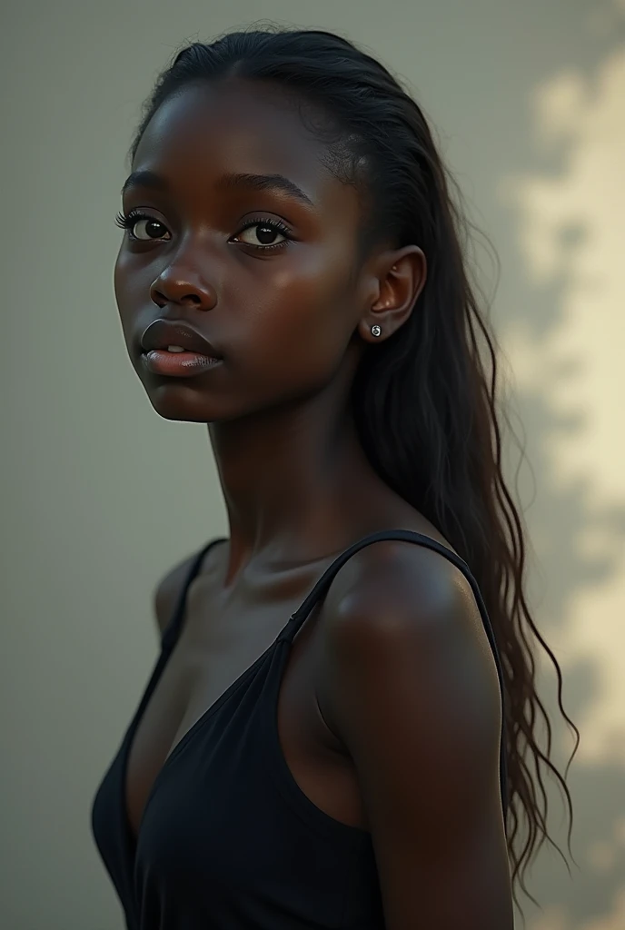 ((Extremely beautiful face)), ((very dark skin)), upper body, ((face focus)),