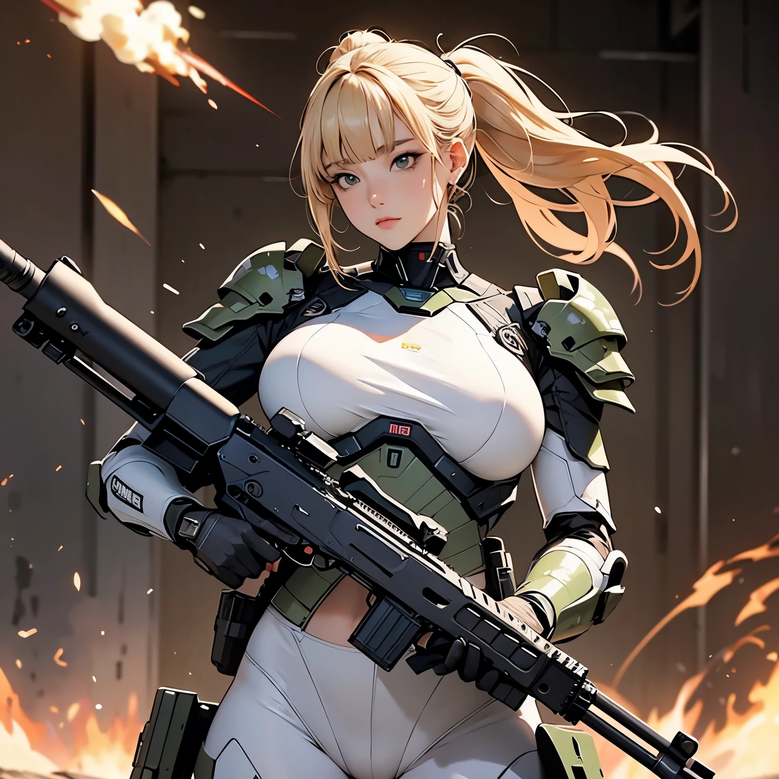Beautiful female soldier in a green uniform holding a gun, tattered military gear, mechanized soldier girl, oversized mechanical exoskeleton arms and legs, inspired by Masamune Shirow, girl in mecha armor, mechanized valkyrie girl, cushart kenz, infantry girl, Bare Skin, Athletic Well Toned Body, sweaty skin, Barely Clothed, cammo patterns, Beautiful Face, dieselpunk Theme, Fiverr Dnd Character, Octane Render, Digital Art, Extreme Detail, 4k, Ultra Hd, Polished, Beautiful, Hyperdetailed, Intricate, Elaborate, Meticulous, Photorealistic, Sharp Focus, Wlop, Character Design, Unreal Engine, 3d Rendered, Volumetric Lighting, Reflections, Glossy, Digital Illustration, Pose, Suggestive Pose, Lewd, Full Body Shot, naked, nude, uncovered breasts, exposed breasts, exposed crotch, vissible nipples, puffy vagina, anatomically correct 💖❤💕💋