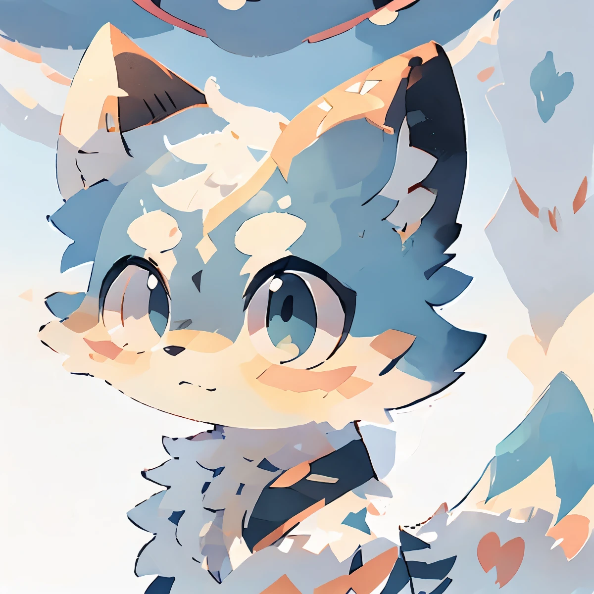 Wolf，blue and white pattern，cute，avatar，