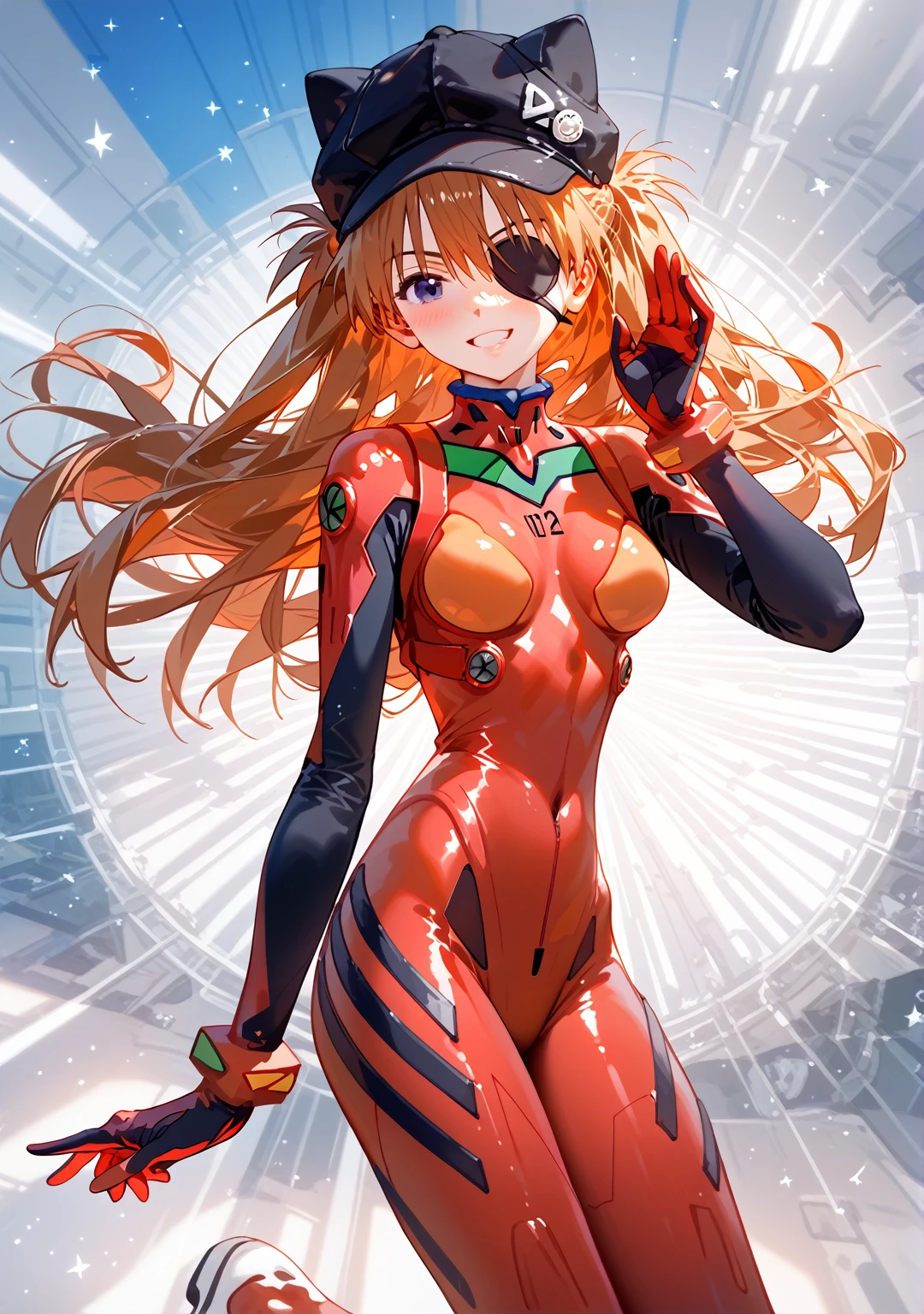 Asuka de Evangelion 90's mostrando las tetas desnudas