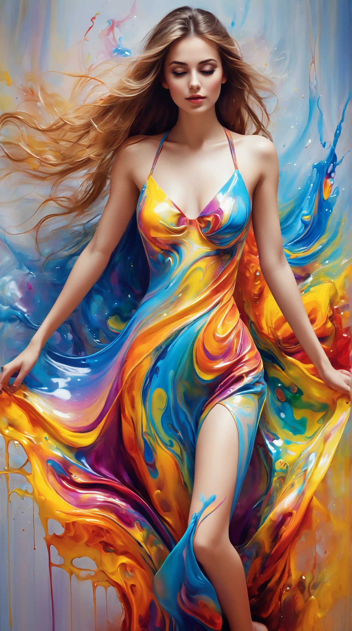 (masterpiece, top quality, best quality, official art, abstract aesthetic),solo,(1girl),(upper body|full body),a woman with colorful lipstick,psychedelic dripping colors,small breasts,best of behance,inspired by Alberto Seveso,smooth digital artwork,behance art,stunning digital art,beautiful acrylic fluid portrait,cgsociety saturated colors,photorealistic digital arts,trending digital art,surrealistic digital artwork,glossy digital painting,exquisite digital fashion photography,uhd,