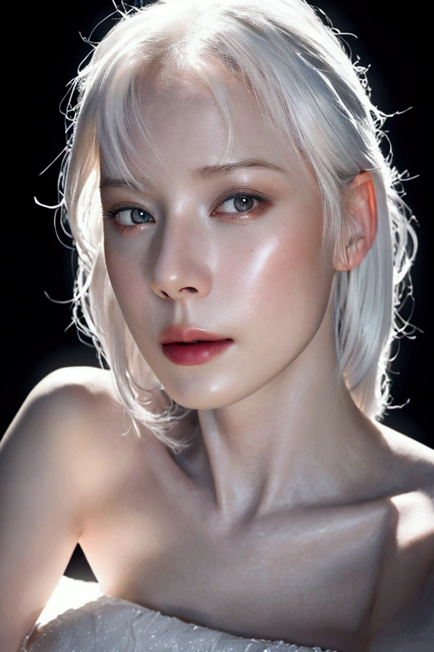 A beautiful women in her 50s, white hair, full body, wearing a wedding dress, sexually aroused, looking at the viewer, lying on a bed, legs widely spread, detailed face, highly detailed eyes, extremely detailed skin, porcelain skin, flawless skin, delicate facial features, cinematic lighting, dark moody atmosphere, chiaroscuro lighting, dramatic shadows, (best quality,4k,8k,highres,masterpiece:1.2),ultra-detailed,(realistic,photorealistic,photo-realistic:1.37), 3d, hyper detailed, lush colors, cinematic composition, dramatic pose, emotional expression, erotic